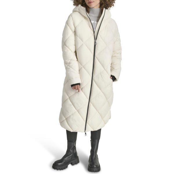 Women's Hooded Diamond Quilt Long
