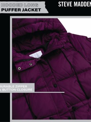 Steve Maden Women's Jacket - Cozy Hooded Long Puffer Jacket for Women with Waist Drawstrings - Warm Women's Down Jacket S-XL