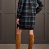 Women's Boucle Plaid Jacket Flap-top Patch Chest Pockets with Notch Collar