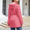 Women Waterproof Outdoor Hiking Raincoat Women Lined Rain Jacket Lightweight Hooded Jackets Trench Coats