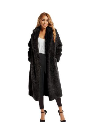 Women Faux Fur Winter Coats Comfort Warm Outerwear Open Front Long Cardigan Overcoat Jacket