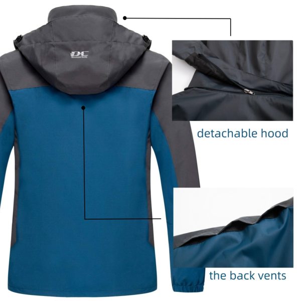 Men's Hooded Waterproof Jacket Lightweight Rain Jacket Outdoor Casual Sportswear