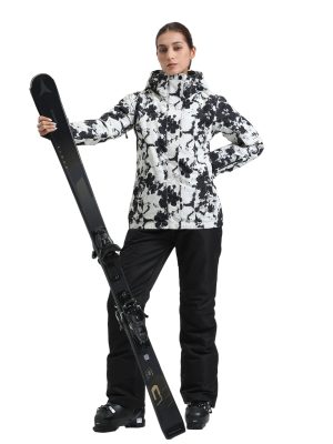 Women's Ski Jackets and Pants Set Snowboarding Snowsuit Snow Coat Hooded Waterproof Windproof
