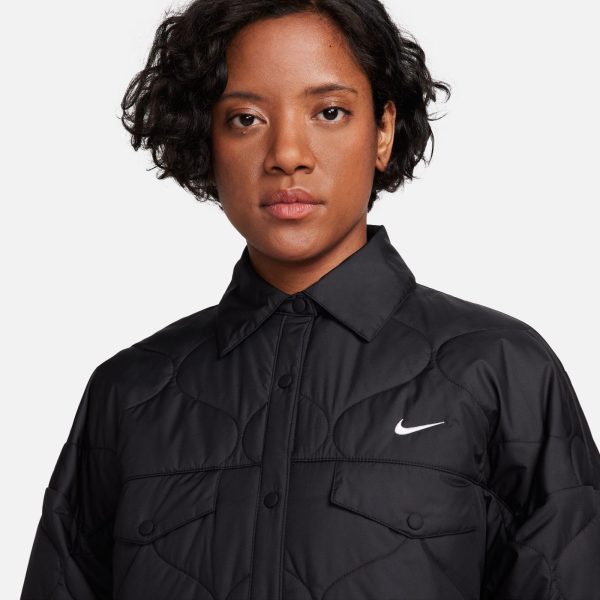 Sportswear Essential Women's Quilted Trench Jacket (US, Alpha, Medium, Regular, Regular, Black/White)