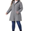 Peacoat for Women Plus Size Elegant Single Breasted Detachable Hooded Overcoat Trench Coat Jacket