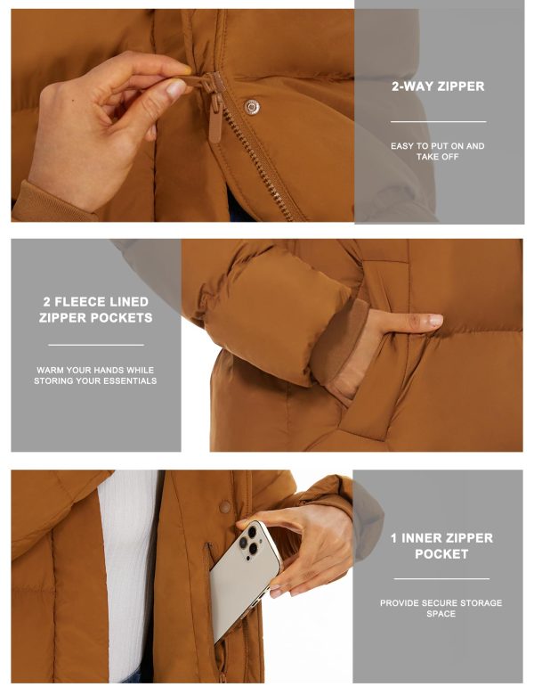 Women's Long Quilted Puffer Coat, Winter Warm Maxi Puffer Jacket with Detachable Hood
