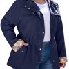 Rain Jacket Women Plus Size Long Raincoat with Hood Waterproof Outdoor Trench Coat
