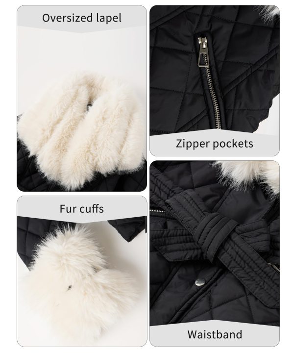 Women Faux Leather Suede Jacket Moto Biker Coat Sherpa-Lined Overcoat with Removable Belt