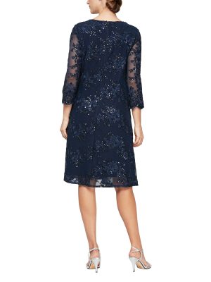 Women's Midi Scoop Neck Shift Dress with Jacket (Petite and Regular)