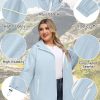 Plus Size Womens Rain Jacket with Hood Waterproof Raincoats Lightweight Packable Outdoor Trench Coat XL-5XL