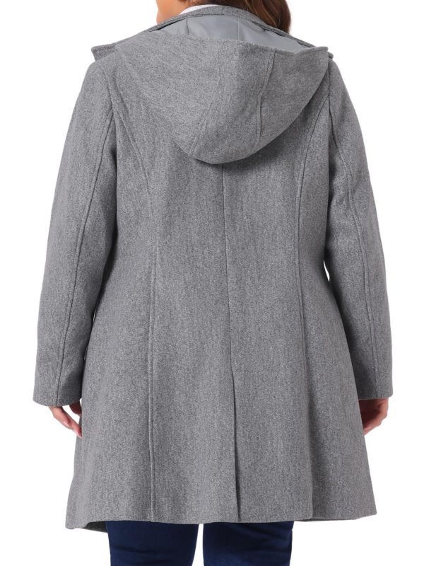 Peacoat for Women Plus Size Elegant Single Breasted Detachable Hooded Overcoat Trench Coat Jacket