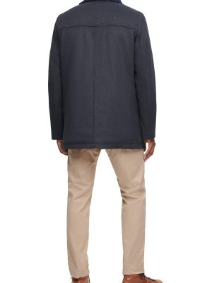 Men's Size Tall Wool Melton Walking Coat With Detachable Scarf