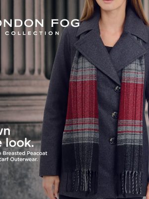 Women's Double Breasted Peacoat with Scarf