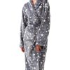 Women's Fleece Bath Robe Full Length Plush Soft Bathrobe Warm Lounge Sleepwear Robe with Pockets Gift for Mom Wife Dad Friend