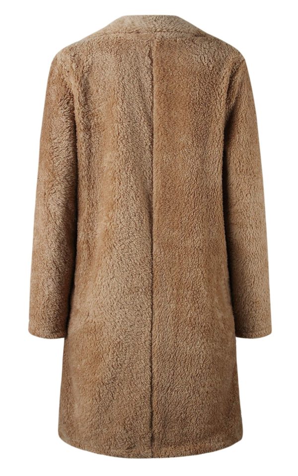 Women's Fuzzy Fleece Lapel Open Front Long Cardigan Coat Faux Fur Warm Winter Outwear Jackets