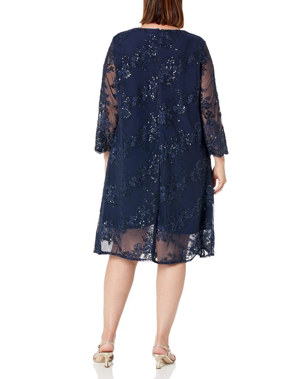 Women's Midi Scoop Neck Shift Dress with Jacket (Petite and Regular)