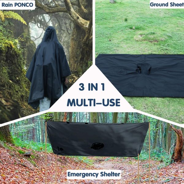 Waterproof Rain Poncho for Men Women Lightweight Rainwear Reusable Raincoat for Hiking Camping Emergency Rain Coat