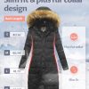 Women's Long Winter Faux Fur Coat Puffer Warm Jacket with Detachable Hood