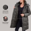 Women's Chevron Coat with Faux Fur Trimmed Hood
