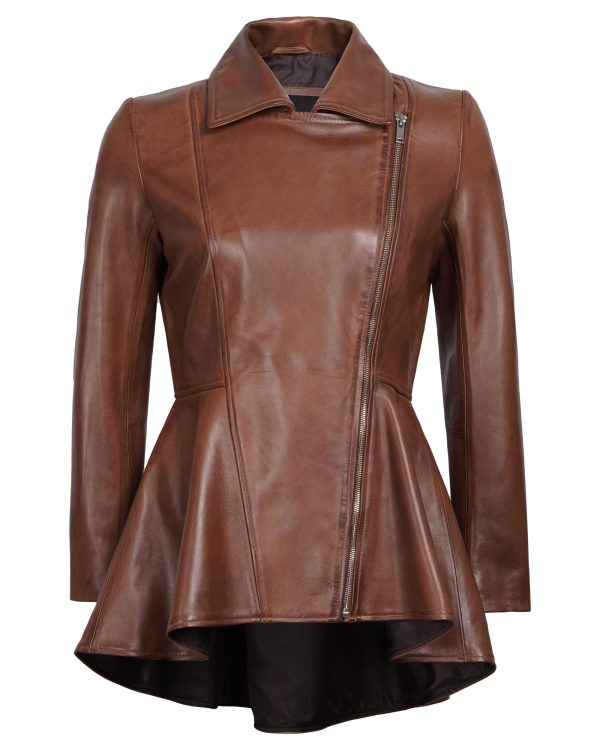 Leather Peplum Jackets for Women - Real Lambskin Peplum Leather Jacket Women