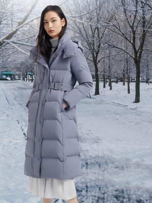 Women's Winter Long Down Jacket Hooded Removable Cap Waisted Thickened Warm Winter Jacket