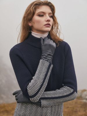 Herringbone Wool Coat Cardigan for Women