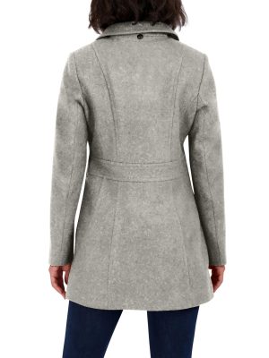 Women's Double Breasted Peacoat with Removable Hood