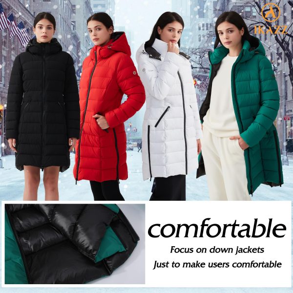 Women's Winter Warm Packable Long Lightweight Hooded Outwear Pockets Puffer Coat Parka Jacket