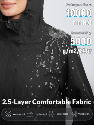Womens Rain Jacket Waterproof Lightweight Hooded Windbreaker Hiking Traveling Outdoor Raincoat