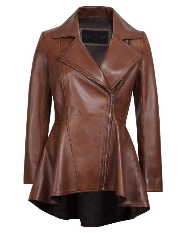 Leather Peplum Jackets for Women - Real Lambskin Peplum Leather Jacket Women