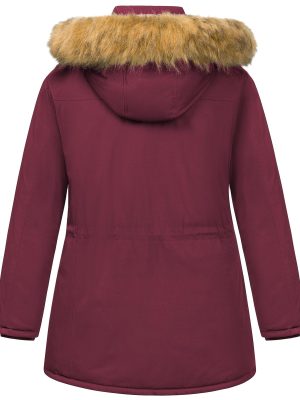 Women's Plus Size Winter Coats Warm Parka Jackets Sherpa Lined Detachable Fur Hood Available in Size 1X to 5X