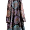 Women Winter Trench Coat Long Overcoat Printed Windbreaker Vintage Chinese Fleece Lined Warm Jacket