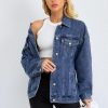 Jean Jacket for Women, Oversize Trendy Denim Jacket, Women's Loose Long Boyfriend Jean Jackets Coat