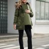 Womens Maternity 3 in 1 Thickened Outwear Fleece Lined Coat Winter Warm Hooded