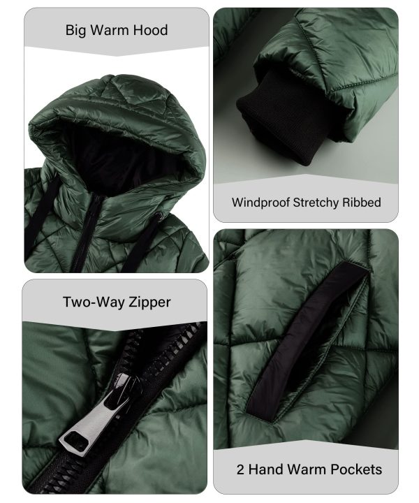 Women Long Heavy Puffer Coat Diamond Quilted Thermal Thicken Winter Parka Windproof Jacket with Hood