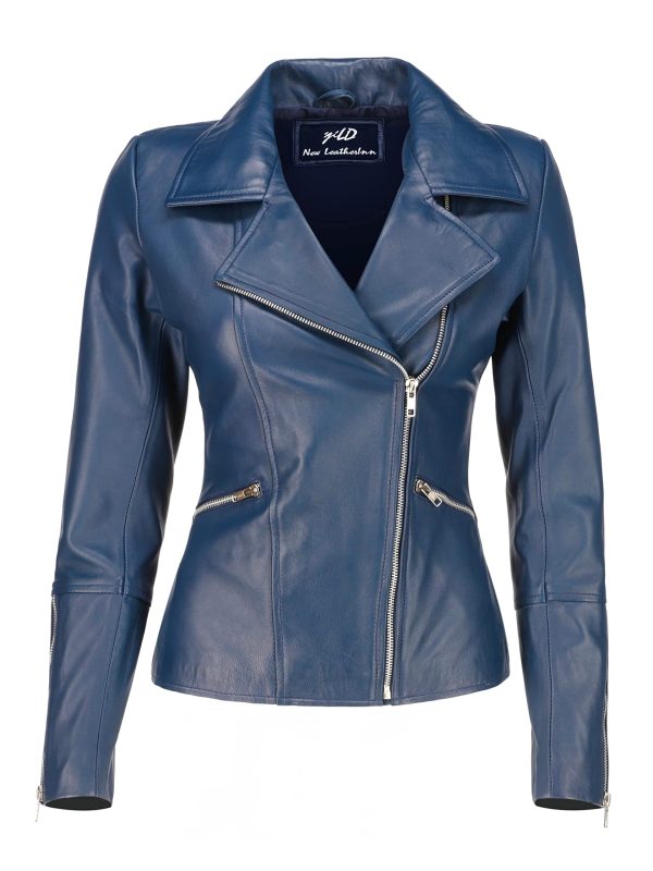 Women's Asymmetrical Zip-Up Real Lambskin Leather Motorcycle Jacket - Casual Fashion Moto Biker Leather Jacket Women