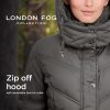 Women's Chevron Coat with Faux Fur Trimmed Hood