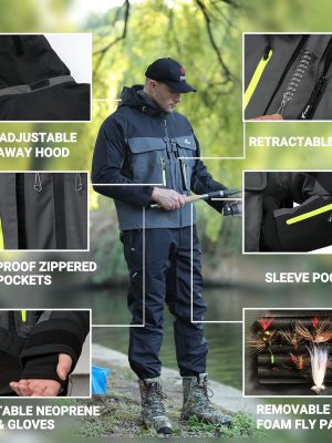 Fishing Wading Jackets Breathable Waterproof Fishing Rain Jackets for Men&Women