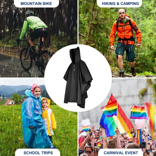 10 Pcs Rain Ponchos for Adults with Drawstring Hood Reusable Raincoats Waterproof Plastic Rain Jacket Thickened Raincoats for