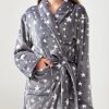 Women's Fleece Bath Robe Full Length Plush Soft Bathrobe Warm Lounge Sleepwear Robe with Pockets Gift for Mom Wife Dad Friend