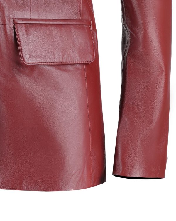 Genuine Soft Leather Blazer Women, Classic 2-Button Design, Casual Suit Style Real Lambskin Leather Jacket