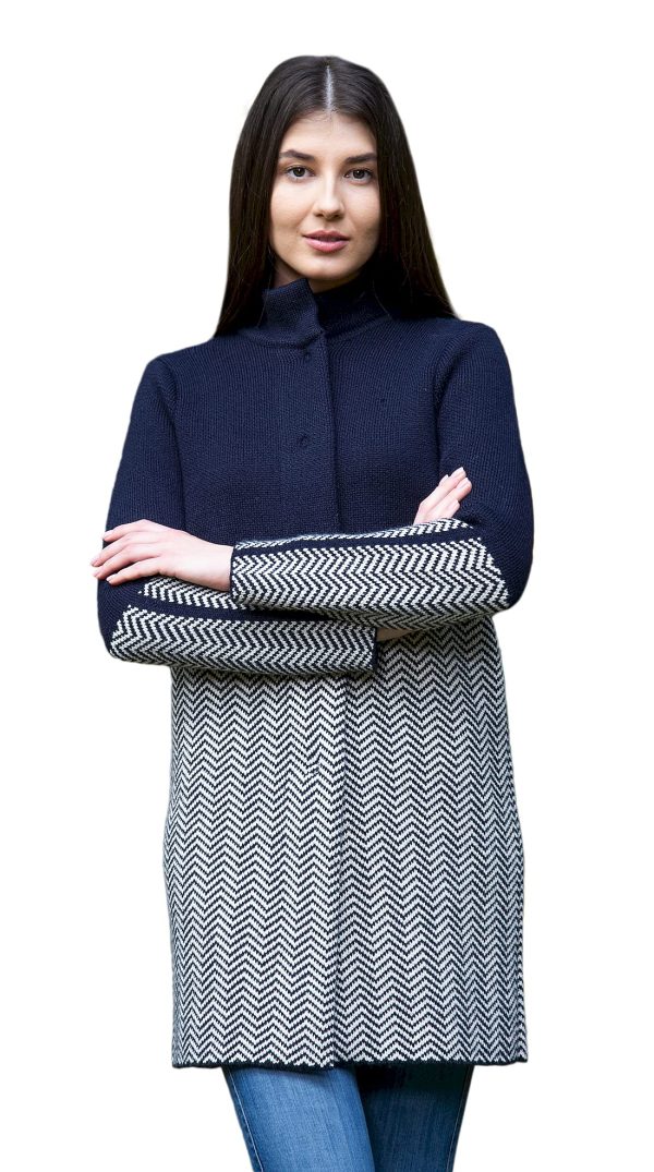 Herringbone Wool Coat Cardigan for Women
