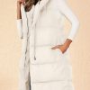 Womens Long Puffer Vest Fall Winter Trendy Zip Up Sleeveless Coat Down Jacket Quilted Hooded Warm Outerwear