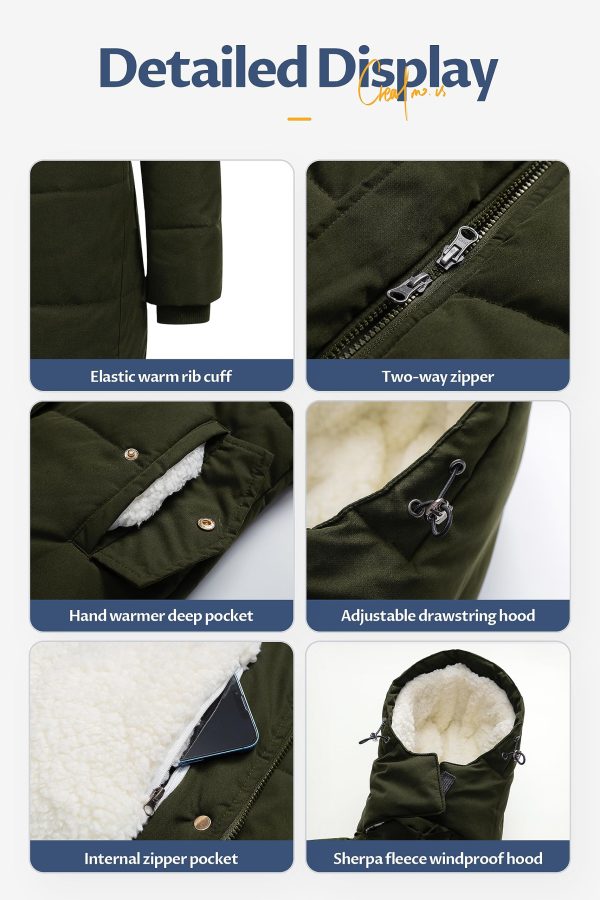 Women's Thicken Sherpa Winter Coat Puffy Warm Snow Jacket With Removable Hood
