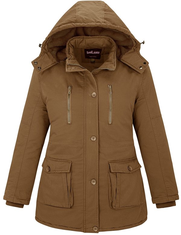 Women's Winter Plus Size Thickened Cotton Coat with Detachable Hood
