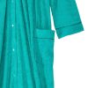 Women Full-Length Snap Front Terrycloth Long Bathrobe – Loose Absorbent Full-Coverage Plush Long Ankle Bath Robe