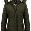 Women's Thicken Sherpa Winter Coat Puffy Warm Snow Jacket With Removable Hood