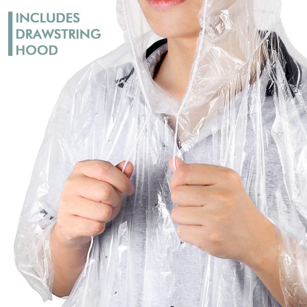 Rain Poncho with Hood for Adults, Disposable Rain Poncho Adult Emergency Raincoats Disposable