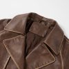 Women Trench Coat Long Loose Jacket Faux PU Leather Oversize Classic Lapel Overcoat with Belt