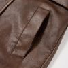 Women Trench Coat Long Loose Jacket Faux PU Leather Oversize Classic Lapel Overcoat with Belt